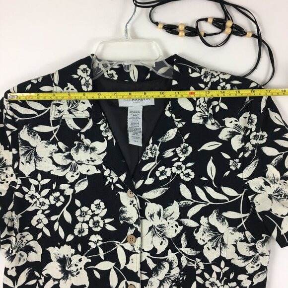 Sag Harbor Dress Linen Blend Button Front Lined Floral Women Size 8 - Picture 9 of 11